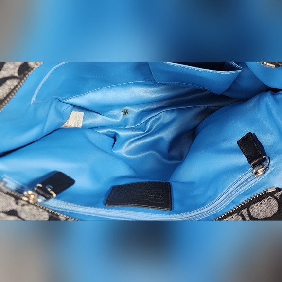 Coach Heritage Signature Chelsea Stripe Tote No. J0973-F14477 Gray Black Blue - Picture 8 of 16